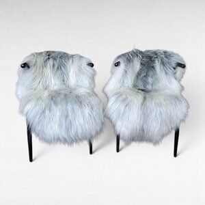 Set of 2 Genuine Icelandic Sheepskin Rugs Rare Natural White Gray 50" x 31"